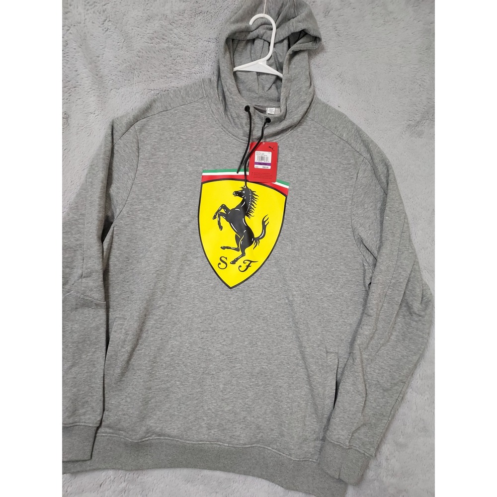 NEW Puma Hoodie Mens XXL SF Big Shield Graphic Pullover Ferrari Gray NWT